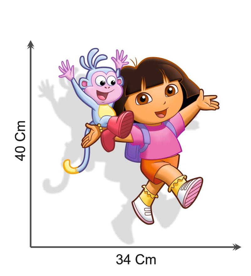 Akki World Friend with Dora Girl Cartoon Wall Sticker for Kids Room, Restaurant, Cafe, Kitchen, Bedroom, Living Room (Size - 34 Cm X 40 Cm)