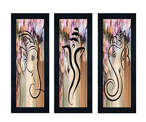 SAF paintings Set of 3 Ganesha Framed Home Decorative Gift Item Painting 22.5 inch X 19 inch SANFLP30032