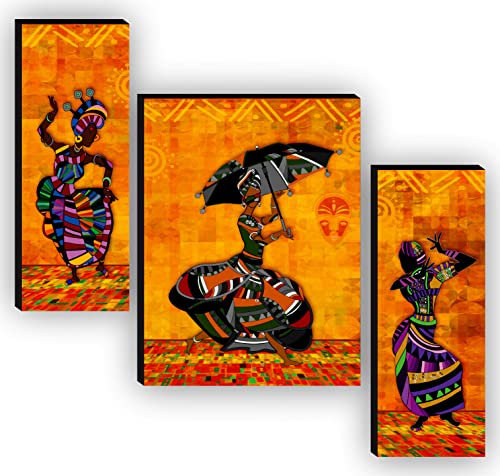 SAF Religious Radhe Krishna UV Textured Painting& SAF 6MM Modern Art Set of 3 Panel Digital Reprint 12 inch x 18 inch Painting (SAJM7704) SANFJM7704