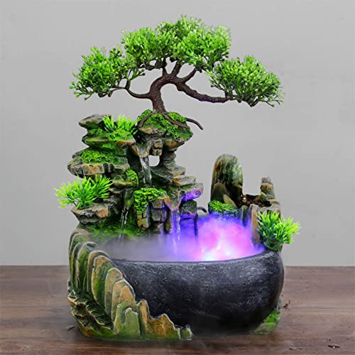 ATORSE® Desk Fountain Rockery Flowing Water Fountains with Light Ornament with Mist