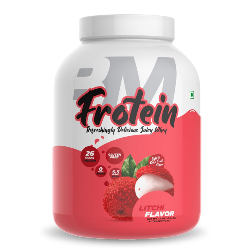 Bigmuscles Nutrition Frotein 26g Refreshing Litchi Flavored Hydrolysed Whey Protein Isolate[59 Servings, 2 kg] with | 15g EAA, 0g Sugar