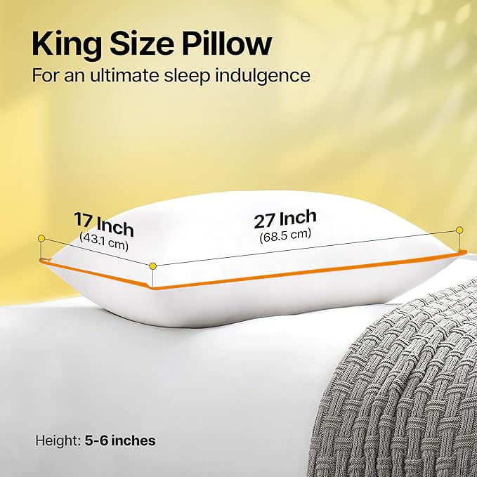 Siroki Bond Cozy Orange Microfiber Sleeping Pillow Pack of 2