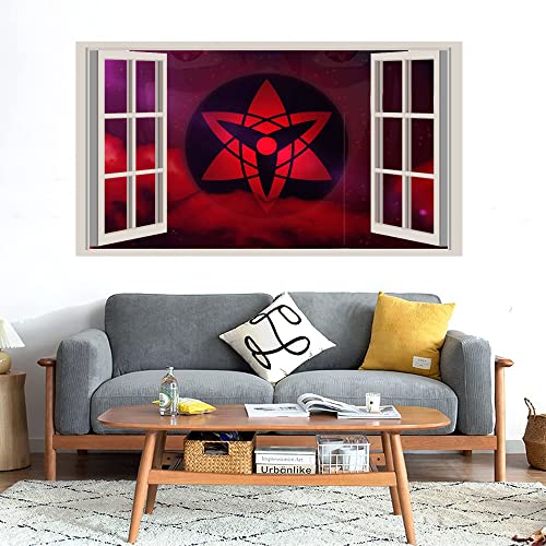 GADGETS WRAP Printed Wall Decal Sticker Fake Window Style Decal (90cm x 50cm) - RED Color in Star