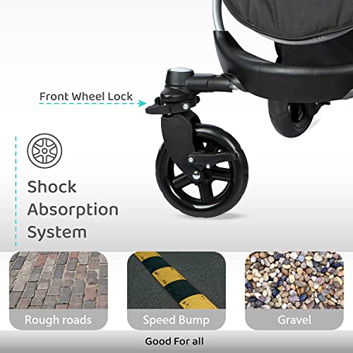 R for Rabbit Chocolate Ride Stylish Baby Stroller and Pram for Baby, Kids, Infants, Newborn, Boys & Girls of 6 Months to 3 Years | 6 Months Warranty | (Black)