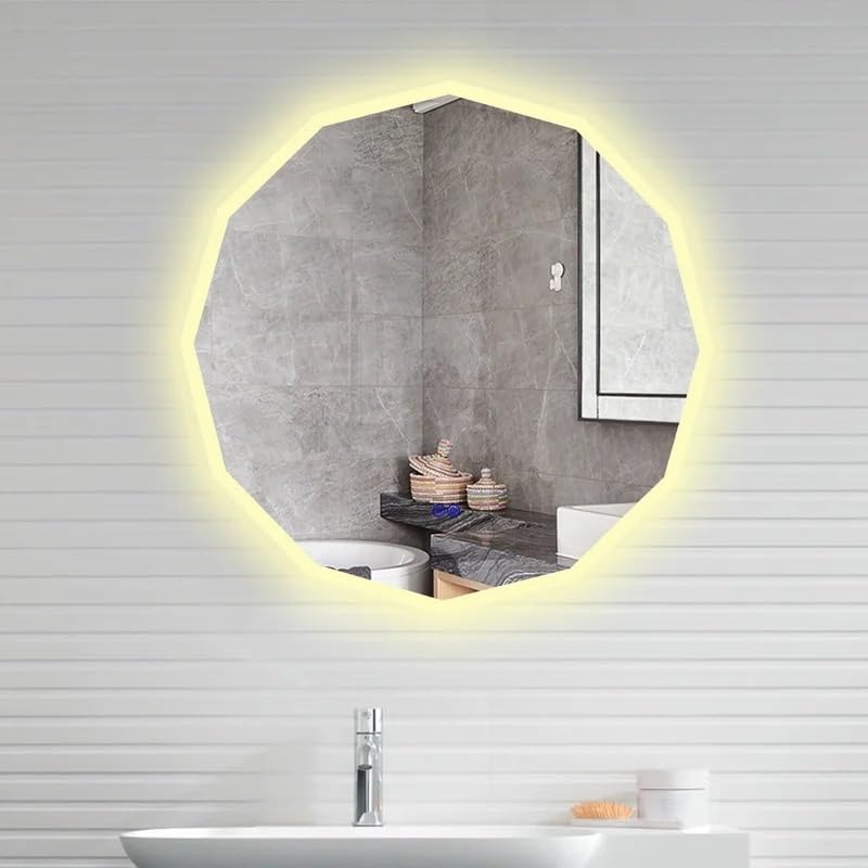 Artessa Minimal Design Round LED Mirror with Defogger, Dimmer, 3-Colour LED (90 x 90 CM)