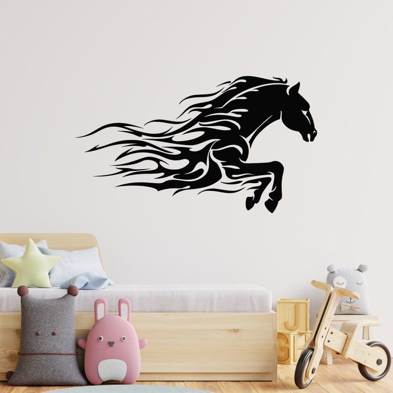 SnappySticker Abstract Horse Head Mustang Stallion Wall Sticker PVC Vinyl Easy to Stick (27 X 47)