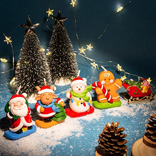 ATORSE® Xmas Candle Decor Multi-Shape Unscented Home Bedroom Romantic Gift Skateboarding Santa