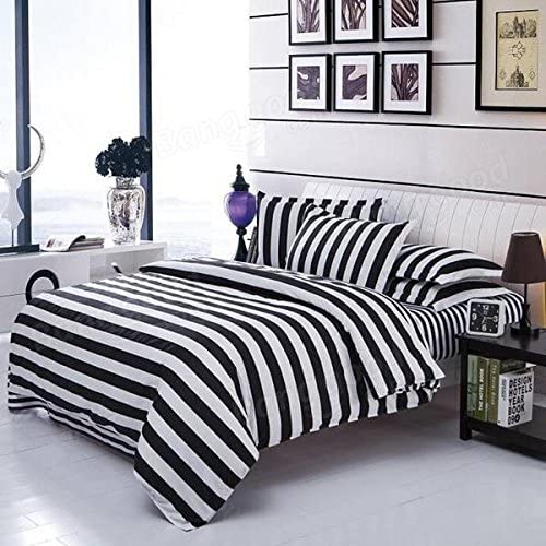 Ubersweet® 3 Or 4pcs Polyester Fiber Black White Stripe Plaid Stars Reactive Print Sets