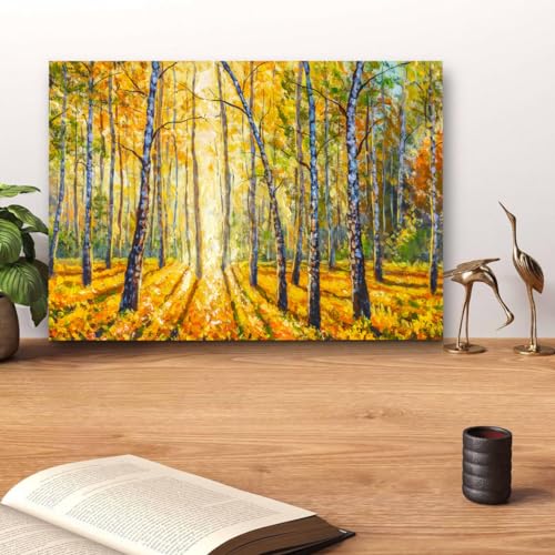 GADGETS WRAP Canvas Gallery Wrap Framed for Home Office Studio Living Room Decoration (14x11inch) - Yellow Forest View