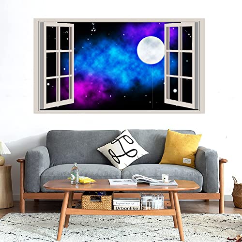 GADGETS WRAP Printed Wall Decal Sticker Fake Window Style Decal (90cm x 50cm) - Stars and Moon