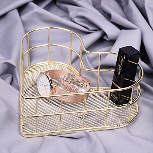 Metal Heart Jewelry Tray Dish: 2pcs Golden Ring Dish Trinket Wrought Iron Storage Holder Vanity Valentine Wedding Decoration