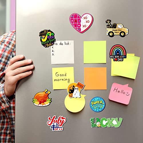 24 Pcs Holiday Magnets Halloween Thanksgiving Day Christmas Day New Year Valentine's Day St. Patrick's Day Refrigerator Magnets Mardi Gras Festival Fridge Dishwasher Locker Magnet