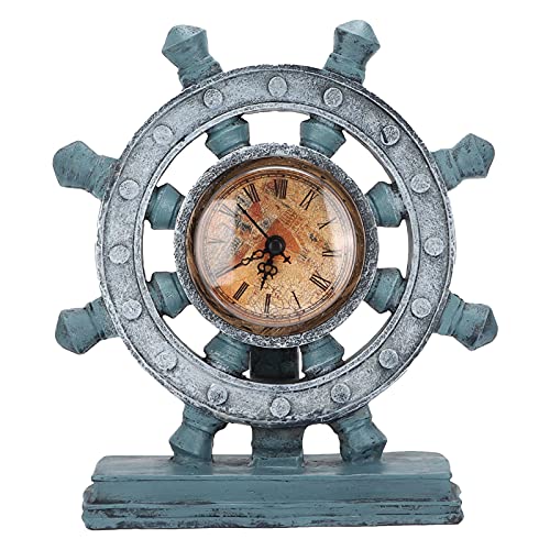 European Retro Clock, Desktop Ornament 6.5 X 2.6 X 8.7in Outdoor Clock Retro Table Clock for Living Room for Office for Study Room