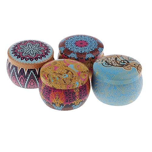 THE STYLE SUTRA 4 Pieces National Style Scented Candle Natural Soy Wax Portable Tin Candle