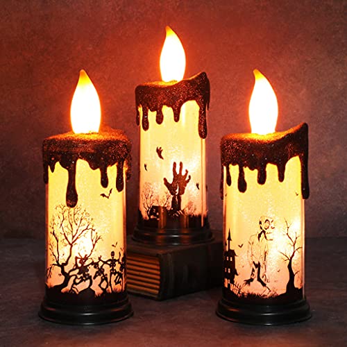 ATORSE® Halloween Candle Light Led Desk Lamp Night Light Photo Props Skull People|Unique Gift|Night Lamp|Fancy Light|Gadgets Gift For Friend|Cute Table Lamp Light For Bedroom|Bedside Lamps