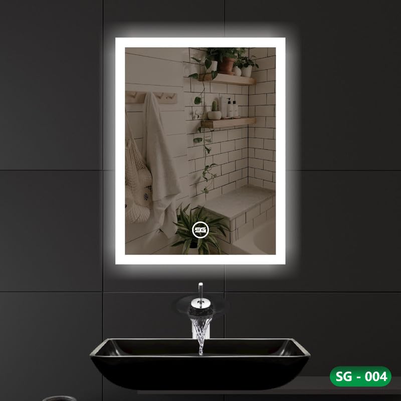 Spark Glass Rectangular LED Sensor Mirror. (LedColour: White, Warm White, & Mix Light) - (Size:18x24 Inch)