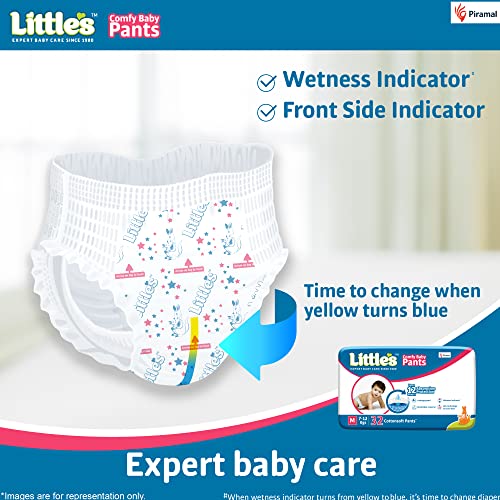 Little's Baby Pants Diapers,Medium, 7-12kg, 64 Count, with Wetness Indicator & 12 Hours Absorption