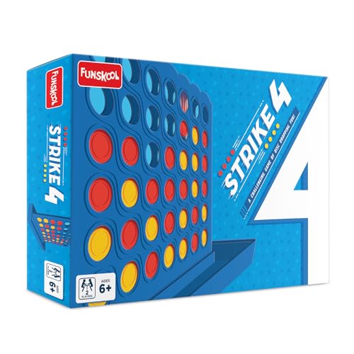 Funskool Games - Strike 4, Classic disc Dropping Game, Get 4 in a Row, Connect Game, 2 Players, 6 & Above