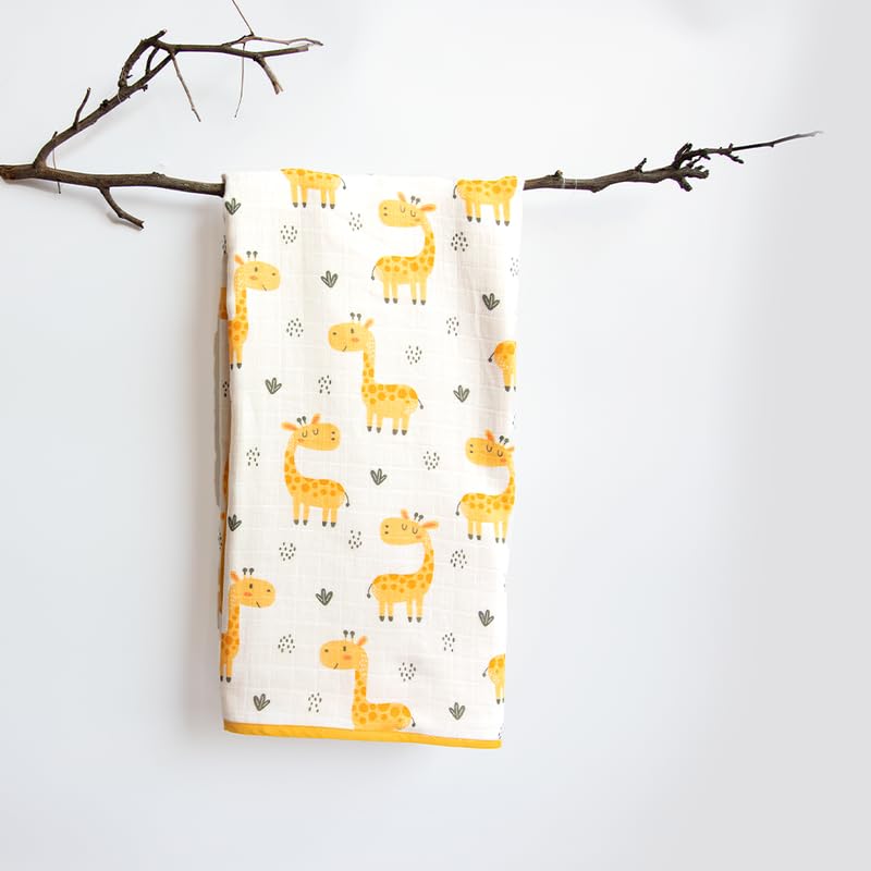 Yellow Doodle Baby Giraffe + Child of The Universe Reversible Muslin Blanket - Adorable Combo for Unisex Baby Ages 0-4 Years