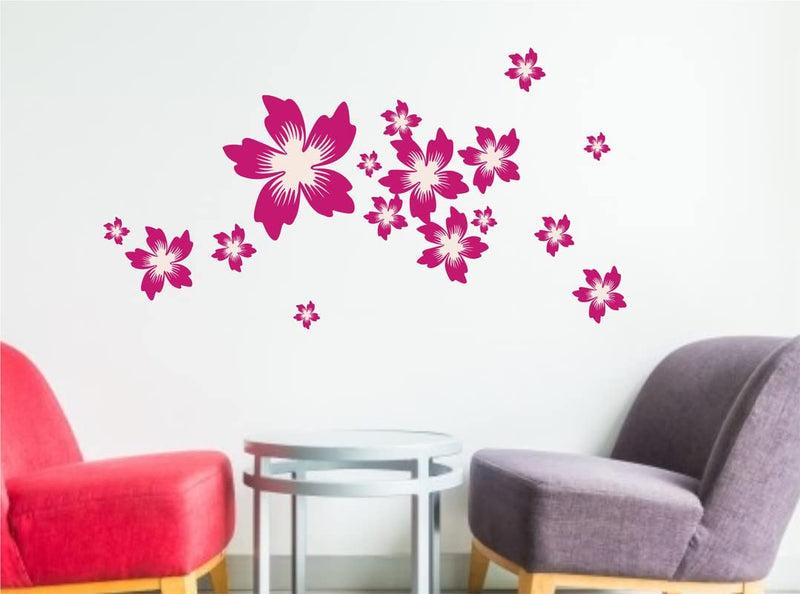 K2A Design Beautiful Pink Flower Wall Sticker Multicolor PVC Vinyl 80x110 Cm