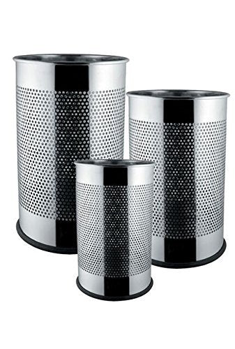 Tulsi King Traders Perforated Bakelite 5L, 7L, 11L Stainless Steel Open Dustbin (7x10-inch, 8x12-inch, 10x14-inch, Silver) - Set of 3