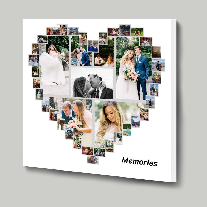 Rka UV Customised Heart Shape Wooden Photo Collage Ideal for Gift in Family Wedding & Couple Photo Cut Out Frame Home Wall Art Decor Gift(Photo Frame-12x18 inch)