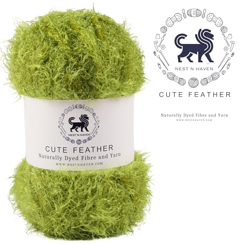 NESTNHAVEN Cute Feather Yarn, Supersoft Hand Knitting Crochet Yarn, (1 Ball/100 Gram Each), Ideal for Crafting, Toys, Babywear, and Blankets, Shade No.CH001 (Parrot Green)