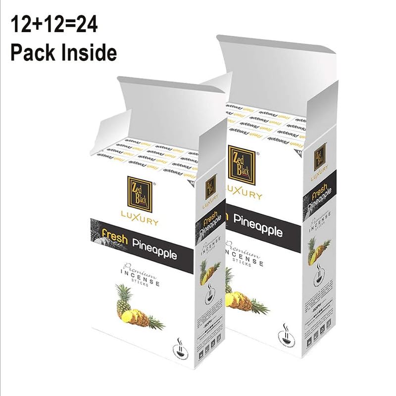 Zed Black Luxury - Pineapple Incense Sticks - Pack of 2 (Total 24 Small Packets) - Fragrance Sticks