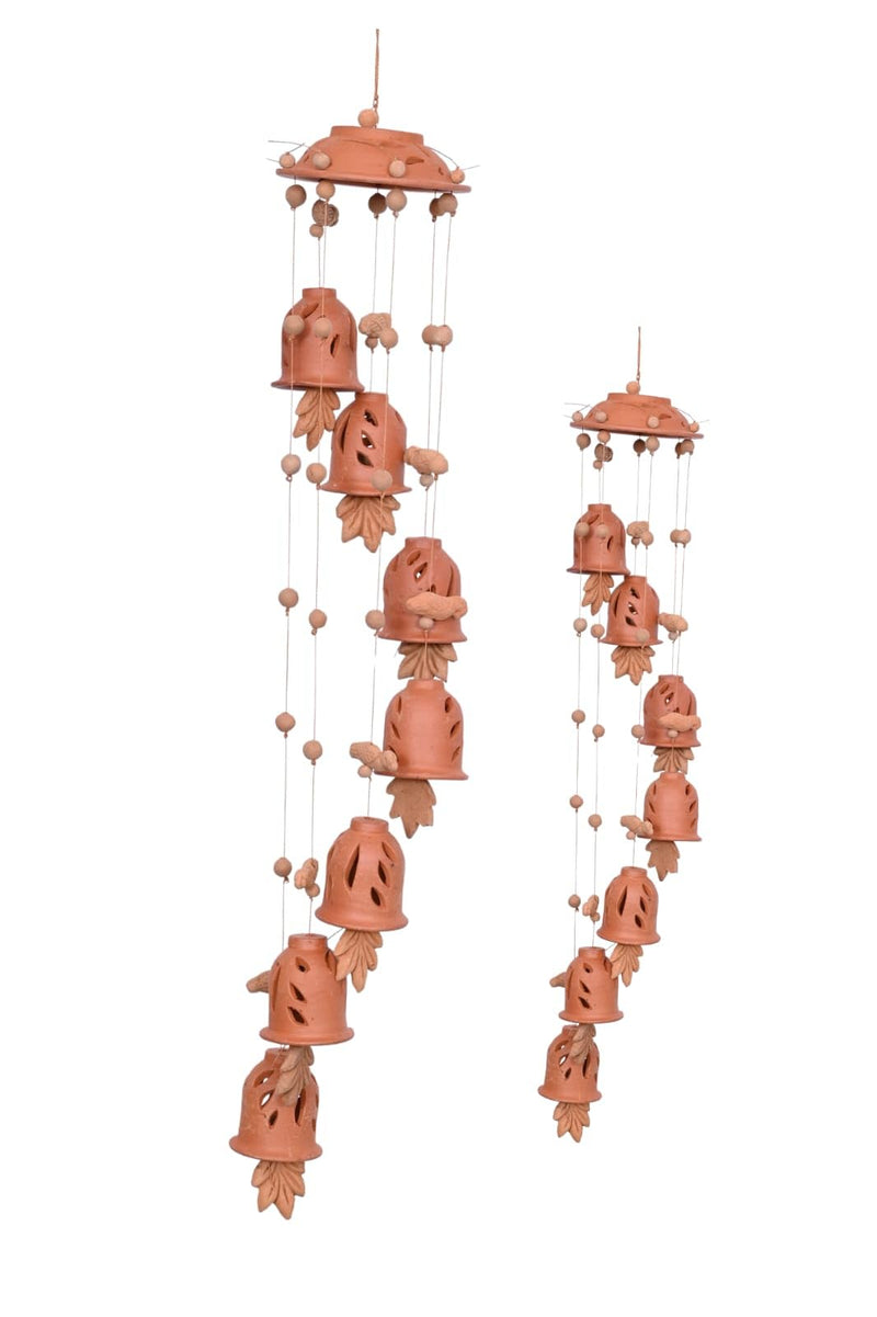 Terracotta Clay Wind Chimes Hanging Bell for Outdoor Garden Decor/Clay Melodious Sound Wind Chimes with 7 Bells