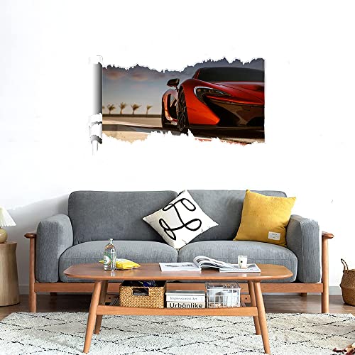 GADGETS WRAP Printed Wall Decal Sticker Scratched Paper Style Wall Decal (90cm x 50cm) - Red Car Light