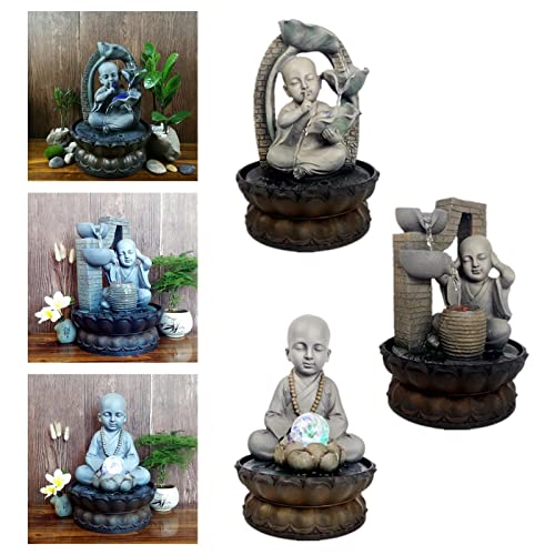 ATORSE® Resin Water Fountain Decor Small Monk Calm Feeling for Housewarming Gifts A