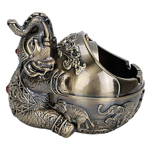 Losas Ash Tray with Lid Cigarette Holder Ashtray Indoor Outdoor Craft Decor Bronze