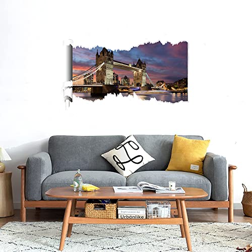 GADGETS WRAP Printed Wall Decal Sticker Scratched Paper Style Wall Decal (90cm x 50cm) - Tower Bridge Sunset