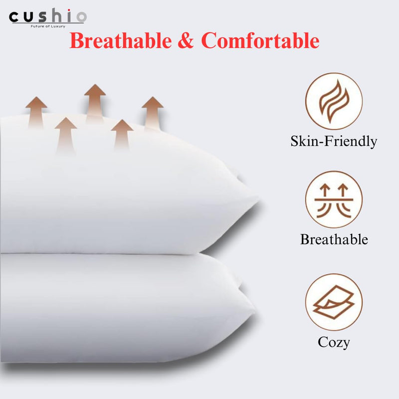 CUSHIO™ White Micro Fibre Pillow - Size 26"x16" (Pack of 1) - Enhance Your Sleep Quality | Wake Up Refreshed