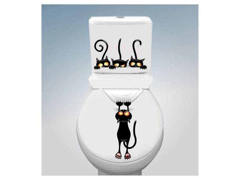 DivineDesigns™ Cats Toilet Seat Sticker (Size :- 38 X 33 cm)