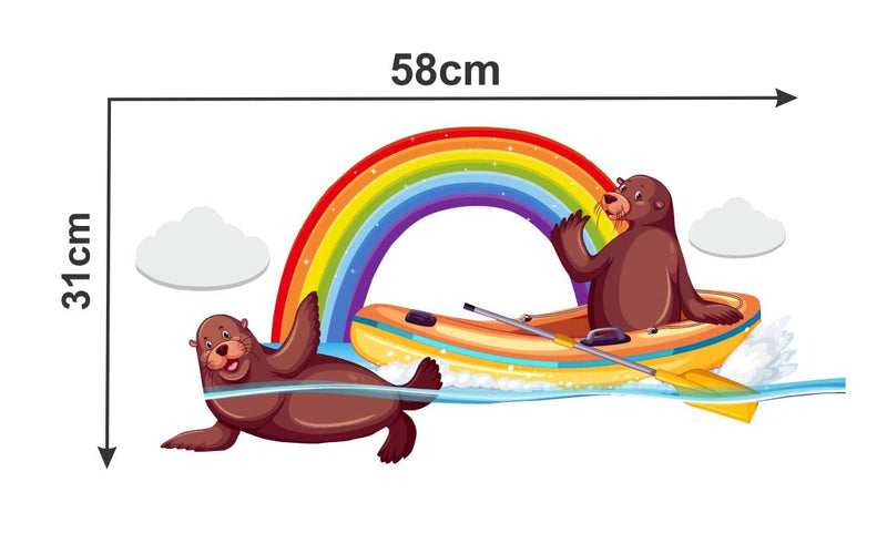 Decor Kraft Sea Lions Wall Sticker & Decal,Size- 58 Cm X 24 Cm,Animals