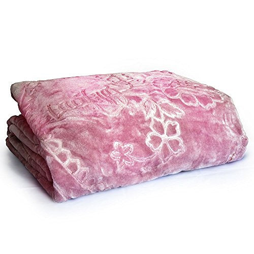 Little India Embossed Design Soft Mink Microfibre Double Blanket - Pink