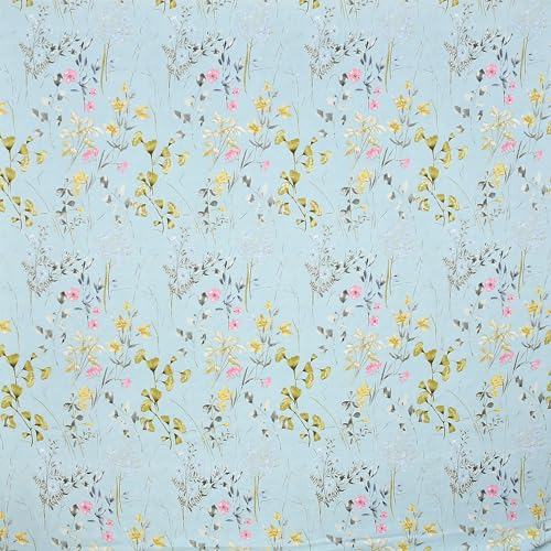 MALLOW Printed Cotton Feel | Wrinkle Resistant | Skin Friendly| King Size bedsheet with 2 King Size Coordinated Pillow Covers |Luxury Soft Sheets| (Sky Blue Floral, Size 108x108 inches)