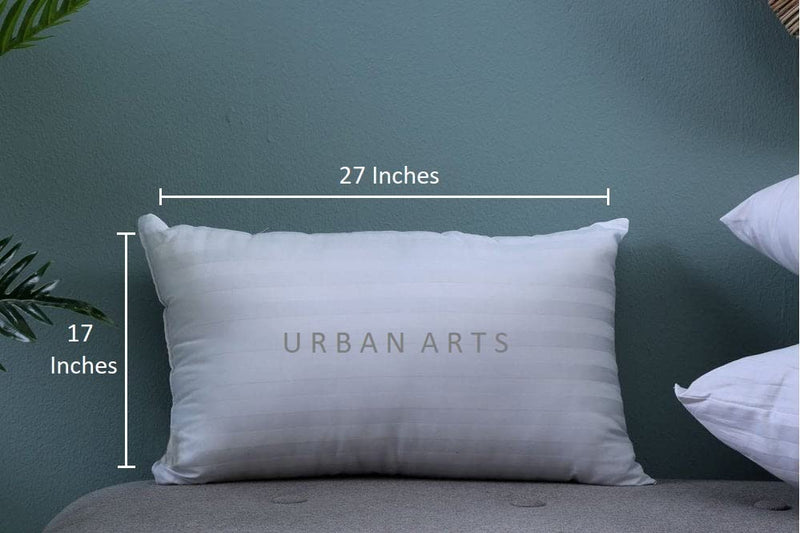 UrbanArts Microfibre Sleeping Bed Pillows - Pack of 2 Pcs, 17 x 27 Inches, White, Virgin Fiber Fill, Hotel Quality | Pillows for Sofa, Guest Room, Adults, Kids | Neck & Shoulder Pain Relief