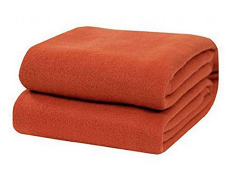 Wavva® 500 TC Solid/Plain lightweight Polar Fleece Single Warm or Hot AC Blanket (Orange, Standard, 90X60 Inches)