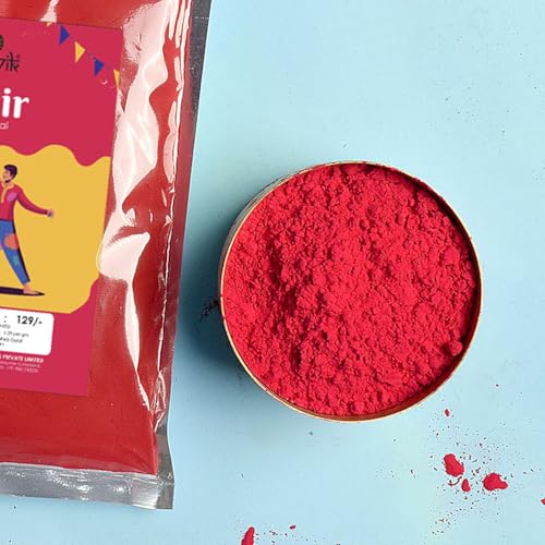 SATVIK Pooja Special Red AbIr, Gulal, Herbal Gulal, Abir, Gulal Organic Abir for Basant Panchmi Festival (RED, Pack of 4)