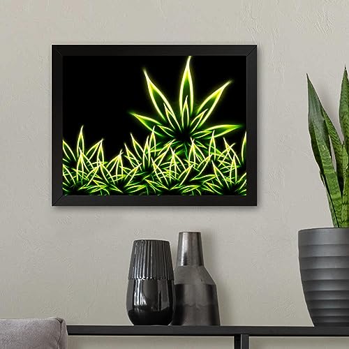 GADGETS WRAP Printed Photo Frame Matte Painting for Home Office Studio Living Room Decoration (11x9inch Black Framed) - Weed Art