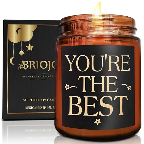 BRIOJOY You're The Best Candles for Men - Best Friend Candle Gifts for Women - Thank You, Birthday Gift for Sister BFF Boyfriend Dad Husband - Presents for Mom - Lavender Vanilla Scented Stress Candle