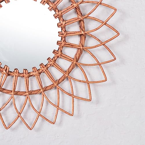 SAZ DEKOR Rattan Mirror Rustic Pastoral Wall Mirror for Dressing Photo Props Apartment