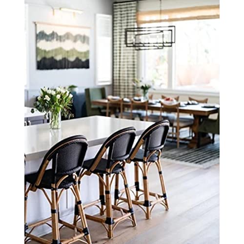 THE INSIDE PROJECT Synthetic Rattan Paris Bar Stool Black for Home Decor (Black)