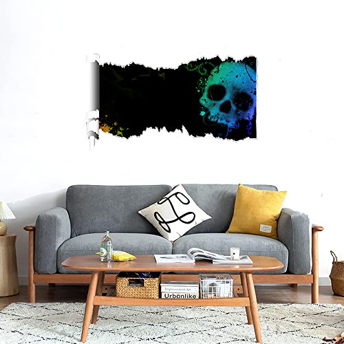 GADGETS WRAP Printed Wall Decal Sticker Scratched Paper Style Wall Decal (90cm x 50cm) - Skull Background