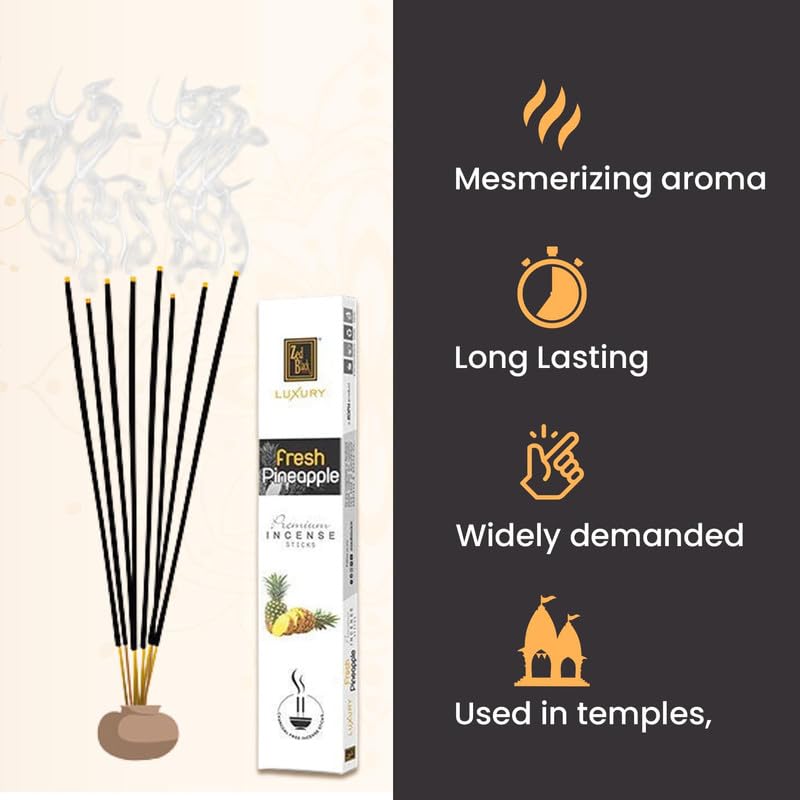 Zed Black Luxury - Pineapple Incense Sticks - Pack of 2 (Total 24 Small Packets) - Fragrance Sticks