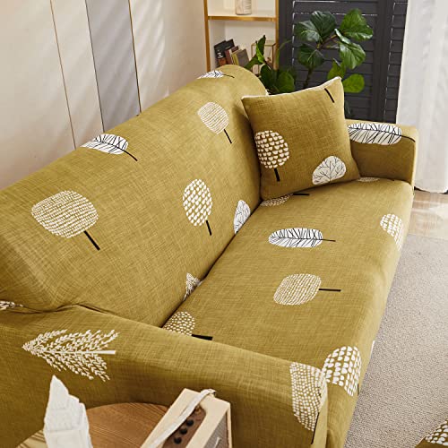 House of Quirk Universal Triple Seater Sofa Cover Big Elasticity Cover for Couch Flexible 140 GSM Sofa Slipcover (Mustard Flower, 185-230cm)