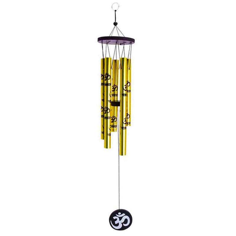 DealFry® Feng Shui Metal Wind Chime 5 Golden Pipes with Om for Positive Energy, Hanging Wind Chime for Home, Balcony and Bedroom, Made in India Best for Gifting