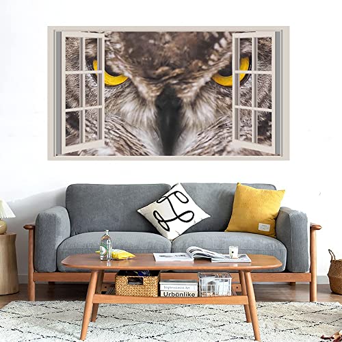 GADGETS WRAP Printed Wall Decal Sticker Fake Window Style Decal (90cm x 50cm) - Eagle owl